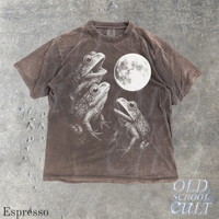 Retro Frogs Howling To Moon Graphic Tee – Retro Garment Dyed T-Shirt