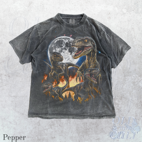 Velociraptor Vintage 90s Style Dinosaur Jurrasic Graphic T-Shirt