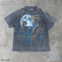 Velociraptor Jurrasic Vintage 90s Style Dinosaur Graphic T-Shirt