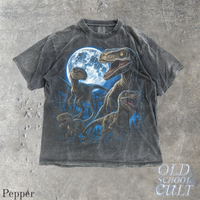 Velociraptor Jurrasic Vintage 90s Style Dinosaur Graphic T-Shirt