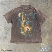 Wolf Vintage 90s Mystical Style Nature Graphic T-Shirt