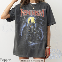 Feminism Dragon Vintage 90s Style Fantasy Graphic T-Shirt