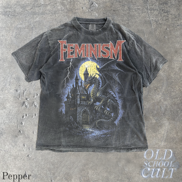 Feminism Dragon Vintage 90s Style Fantasy Graphic T-Shirt