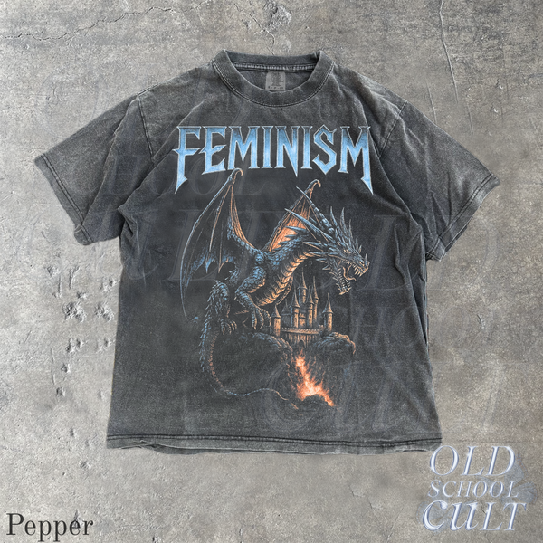 Feminism Dragon Vintage 90s Style Fantasy Graphic T-Shirt
