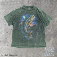 Fish Vintage 90s Style Moon Graphic Fisher T-Shirt