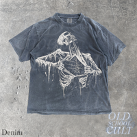 Skeleton Ripping Rib Cage Vintage 90s Style Horror Graphic T-Shirt