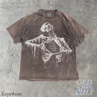 Skeleton Ripping Rib Cage Vintage 90s Style Horror Graphic T-Shirt