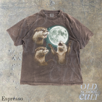 Otter Howling to Moon Vintage 90s Style Graphic T-Shirt