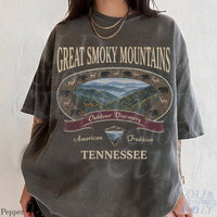 Great Smoky Mountains Vintage 90s Graphic T-Shirt, Retro Tennessee National Park Adventure Shirt