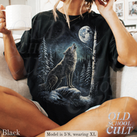 Wolf Moon Vintage 90s Graphic T-Shirt, Retro Howling Wolf Wildlife Shirt