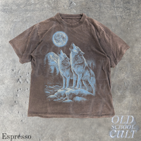 Two Wolves Howling To Moon Vintage 90s Graphic T-Shirt, Retro Wolf Wildlife Shirt