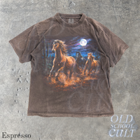 Vintage Running Horses Full Moon 90s Graphic T-Shirt
