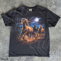 Vintage Running Horses Full Moon 90s Graphic T-Shirt