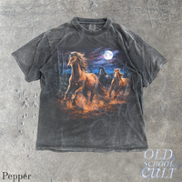 Vintage Running Horses Full Moon 90s Graphic T-Shirt