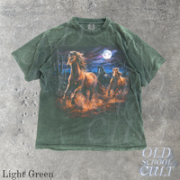 Vintage Running Horses Full Moon 90s Graphic T-Shirt