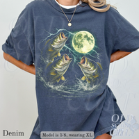Vintage Bass Fishing Full Moon Lightning 90s Graphic T-Shirt