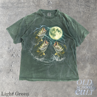 Vintage Bass Fishing Full Moon Lightning 90s Graphic T-Shirt