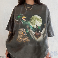 Vintage Mallard Duck Full Moon Wildlife 90s Graphic T-Shirt