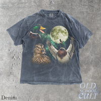 Vintage Mallard Duck Full Moon Wildlife 90s Graphic T-Shirt