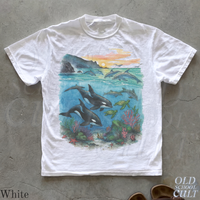 Vintage Orca Dolphin Sea Turtle Ocean 90s Graphic T-Shirt