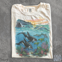 Vintage Orca Dolphin Sea Turtle Ocean 90s Graphic T-Shirt