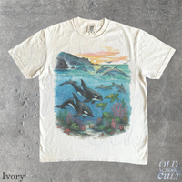 Vintage Orca Dolphin Sea Turtle Ocean 90s Graphic T-Shirt