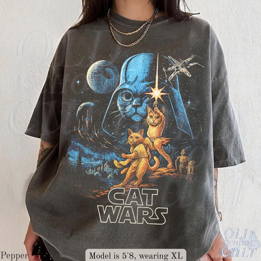 Retro Cat Wars Space 90s Graphic T-Shirt