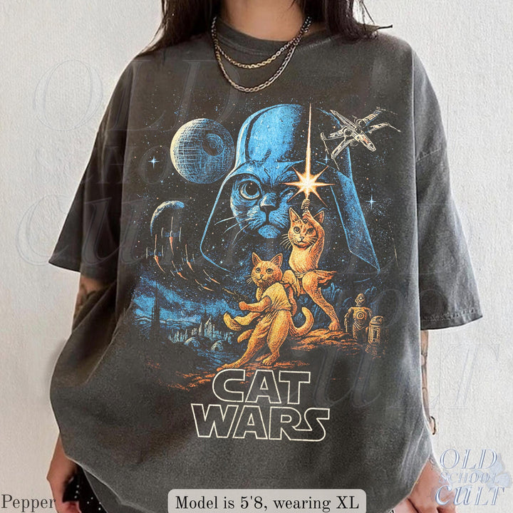 Retro Cat Wars Space 90s Graphic T-Shirt