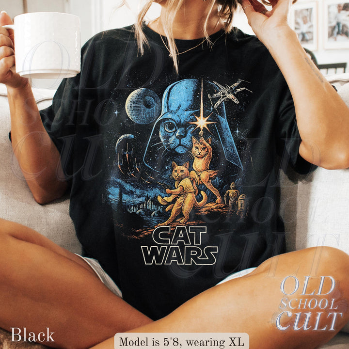 Retro Cat Wars Space 90s Graphic T-Shirt