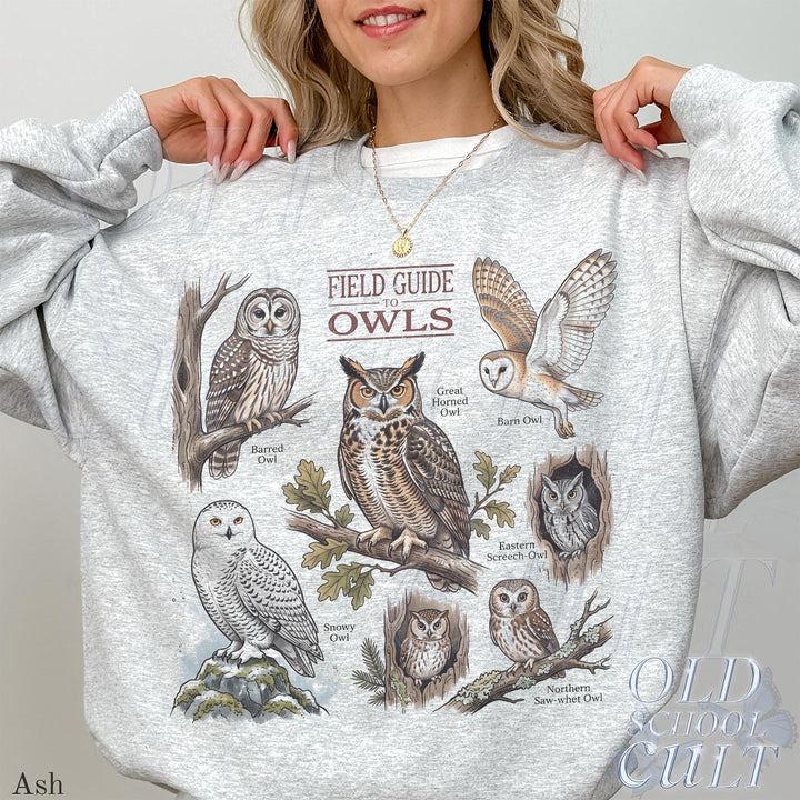 Vintage Owl Field Guide Birdwatching 90s Graphic Sweatshirt