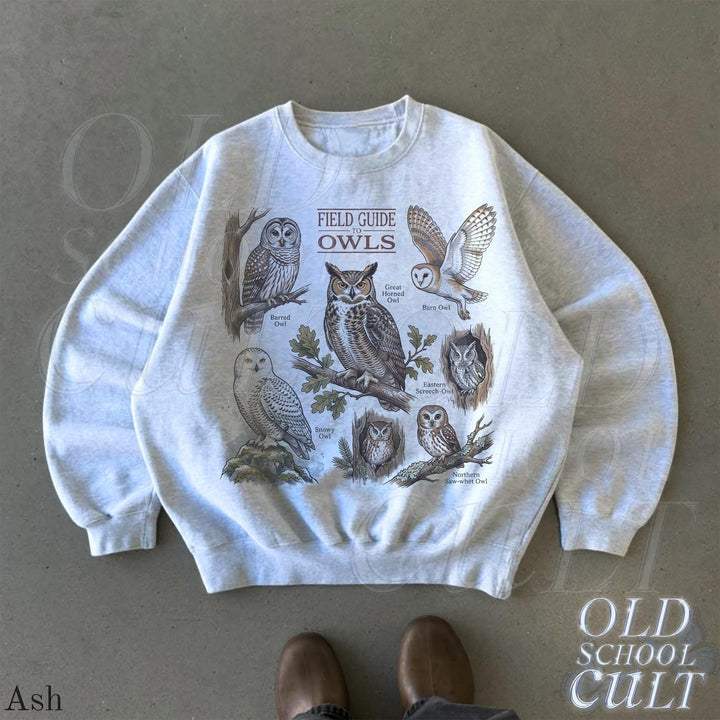 Vintage Owl Field Guide Birdwatching 90s Graphic Sweatshirt