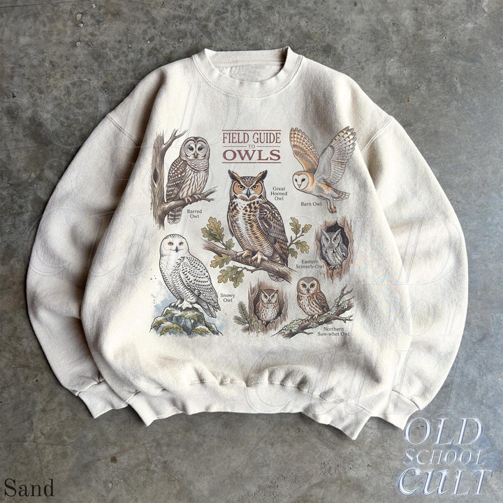 Vintage Owl Field Guide Birdwatching 90s Graphic Sweatshirt