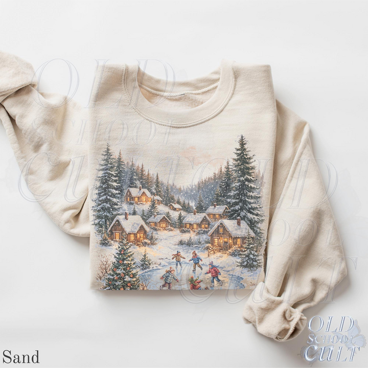 Christmas Winter Village Vintage 90s Graphic Sweatshirt