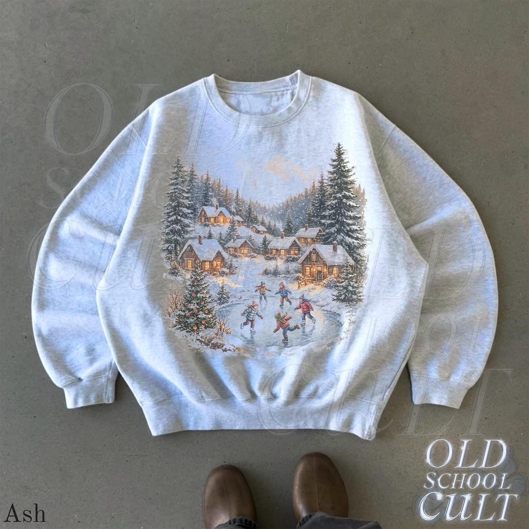Christmas Winter Village Vintage 90s Graphic Sweatshirt