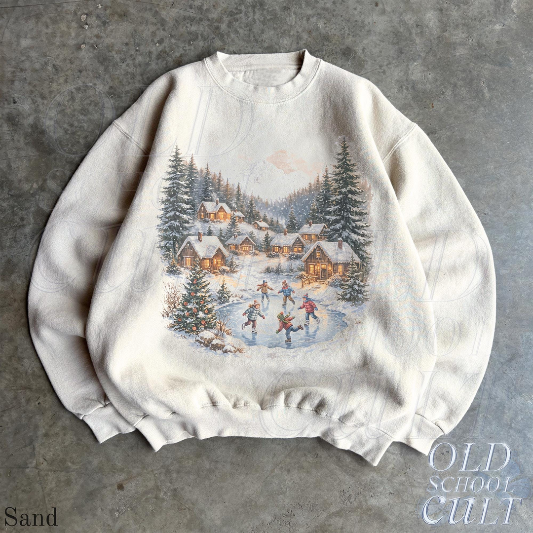 Christmas Winter Village Vintage 90s Graphic Sweatshirt