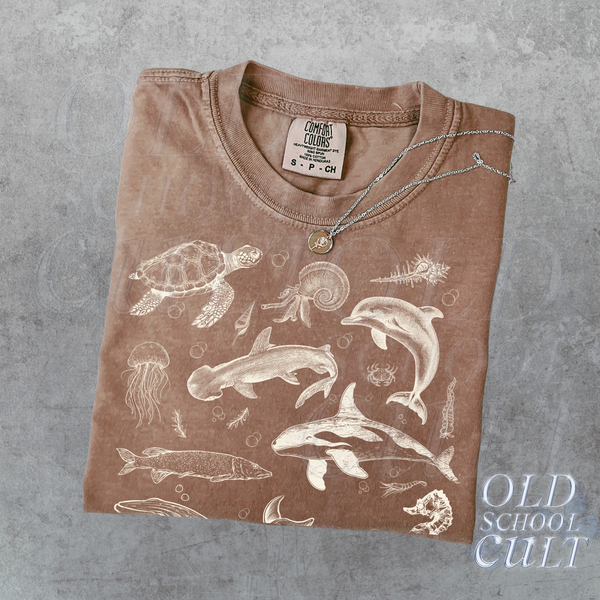 Sea Animals 90s Vintage Style Tshirt, Retro Comfort Colors® Y2k Ocean Shirt, Sealife, Whale, Orca, Turtle, Dolphin Shit, Unisex Adult Tee