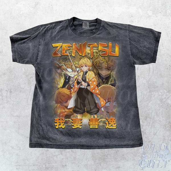 Zenitsu Warrior Vintage Bootleg 90s Style Anime Shirt, Vintage 2000s Japanese Anime Graphic Shirt, Unisex Cotton Oversize Anime Warrior Tee, Manga Streetwear