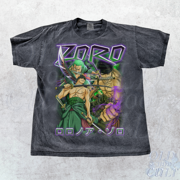 Zoro Warrior Vintage Bootleg 90s Style Anime Shirt, Vintage 2000s Graphic Shirt, Unisex Cotton Oversize Anime Warrior Tee