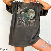 Vintage Raccoons Full Moon 90s Graphic T-Shirt