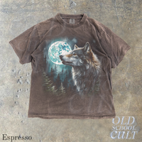 Vintage 90s Wolf Full Moon Forest Graphic T-Shirt