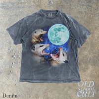 Three Possums Howling at Moon Vinatge Shirt, Retro Opossum Lover Tshirt, Funny Possum Tee, Washed Cotton Unisex Tee, Silly Party Gifts