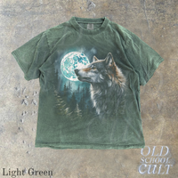 Vintage 90s Wolf Full Moon Forest Graphic T-Shirt