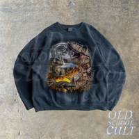 Dinosaur Vintage 90s Style Sweatshirt, Retro Dino Sweater, Trex Lover Sweater, Nature Y2k 90s Hoodies, Cool Dino Unisex Moon Sweatshirt
