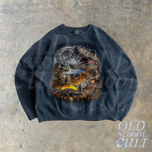Dinosaur Vintage 90s Style Sweatshirt, Retro Dino Sweater, Trex Lover Sweater, Nature Y2k 90s Hoodies, Cool Dino Unisex Moon Sweatshirt