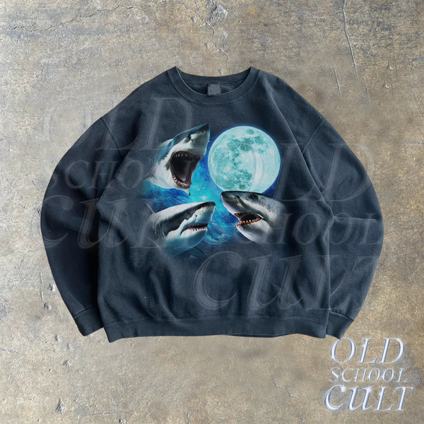 Three Sharks Vintage 90s Style Sweatshirt, Retro Shark Ocean Sweater, Ocean Lover Sweater, Sea Animal Y2k 90s Hoodies, Unisex Sweatshirt