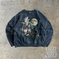 Three Wolves Howling Vintage Sweatshirt, Retro Wolf Sweater, Cute Wolf Sweater, Nature Hoodie Gifts, Cozy Warm Unisex Sweatshirt, Wolf Moon