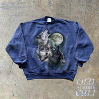 Three Wolves Howling Vintage Sweatshirt, Retro Wolf Sweater, Cute Wolf Sweater, Nature Hoodie Gifts, Cozy Warm Unisex Sweatshirt, Wolf Moon