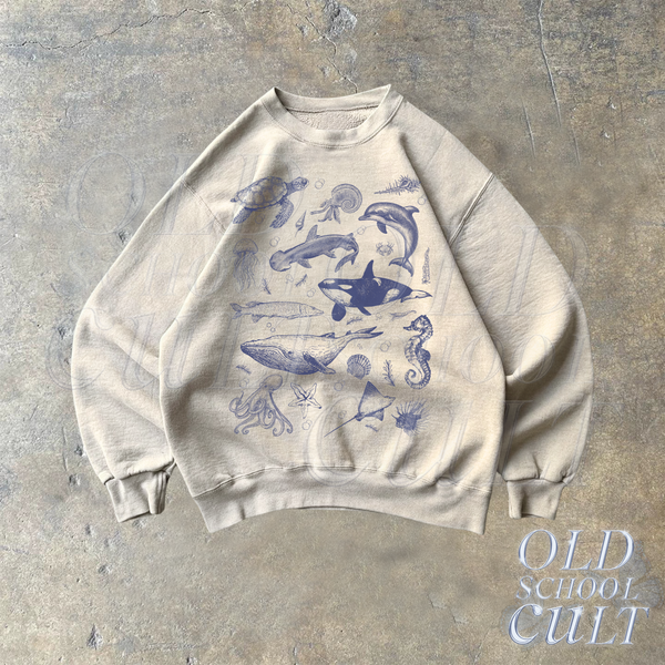 Sea Animals Vintage Sweatshirt, Retro Ocean Sweater, Cute Sea Creatures Sweater, Ocean Gifts, Cozy Warm Unisex Sweatshirt, Ocean Lovers
